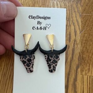 Leopard Print Bull Earrings